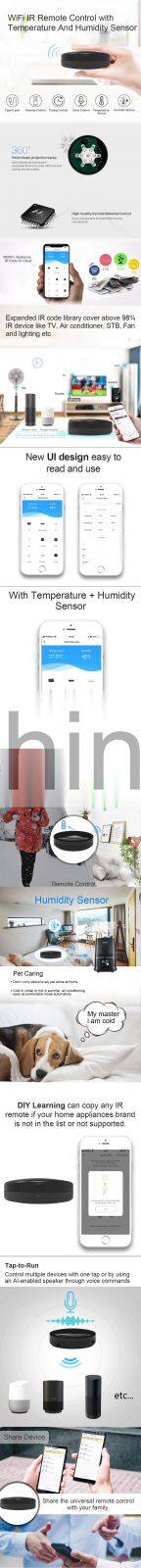 Frankever Hot sales Tuya App control Smart Remote Ir Controller Voice with temperature and humidity