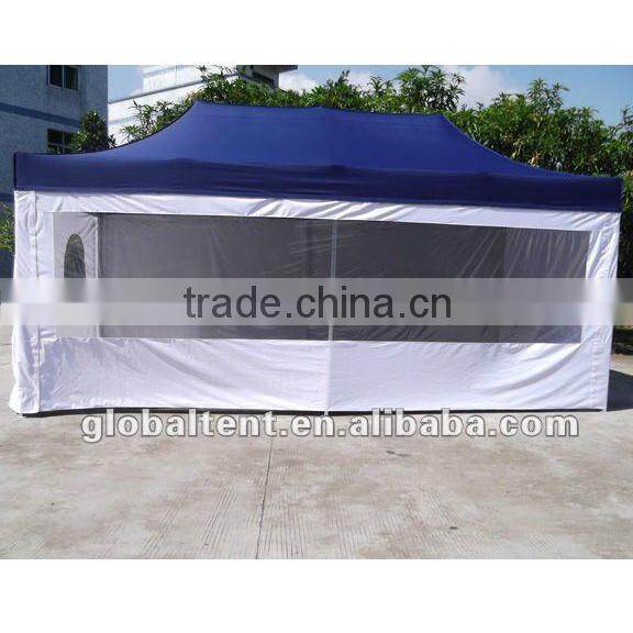 Aluminum Pop Up Tent 3x6m ( 10ft X 20 ft) with Blue & White Canopy & Valance(Unprinted), 4 full walls with windows & door