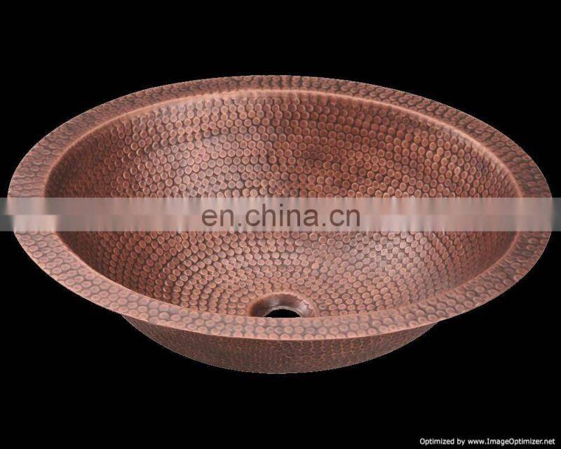 copper hammered round shiny sink