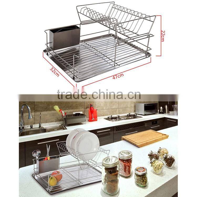 hot selling 2 tier stainless steel dish rack