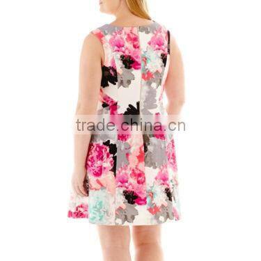 2015 Plus Size Ladies Sleeveless Scuba Sheath Dress