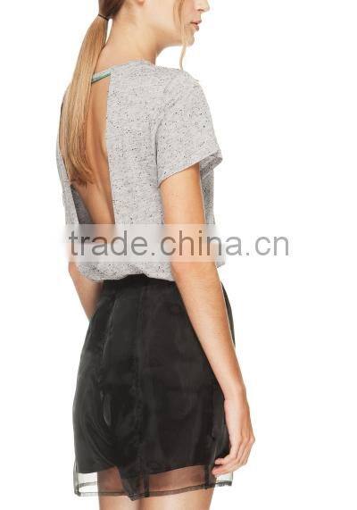 2015 China manufacturer customized ladies Casual Gray Silk jersey t-shirt