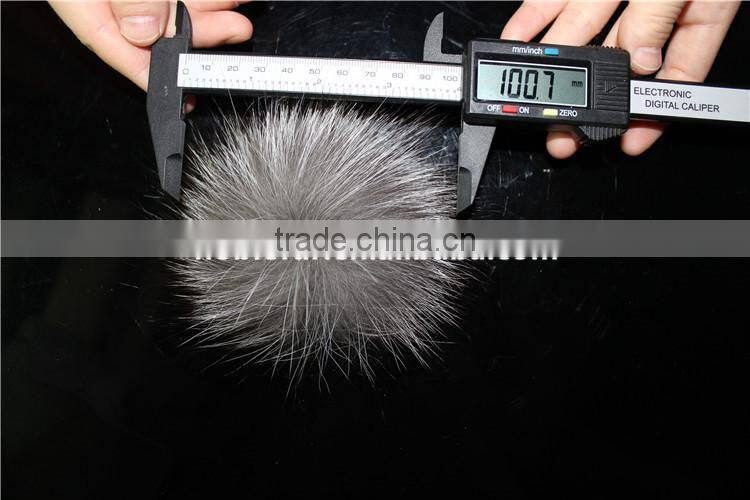 100/100 Real Silver Fox Fur Ball Pom Poms Key Chain Hat Cap Handbag Accessories