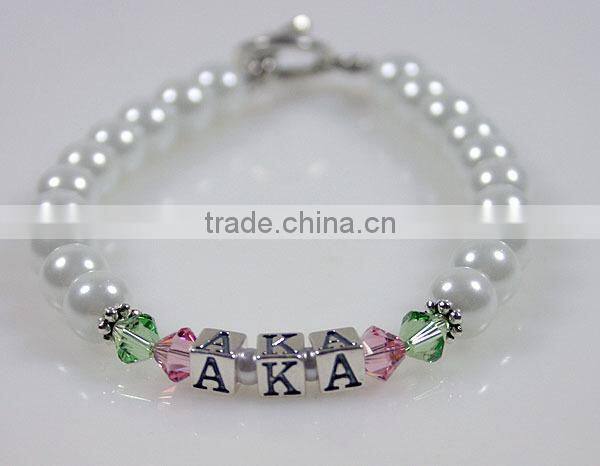 Customized Alpha Kapp Alpha Logo rhinestone greek divine sorority jewelry fancy AKA gift bangle bracelet
