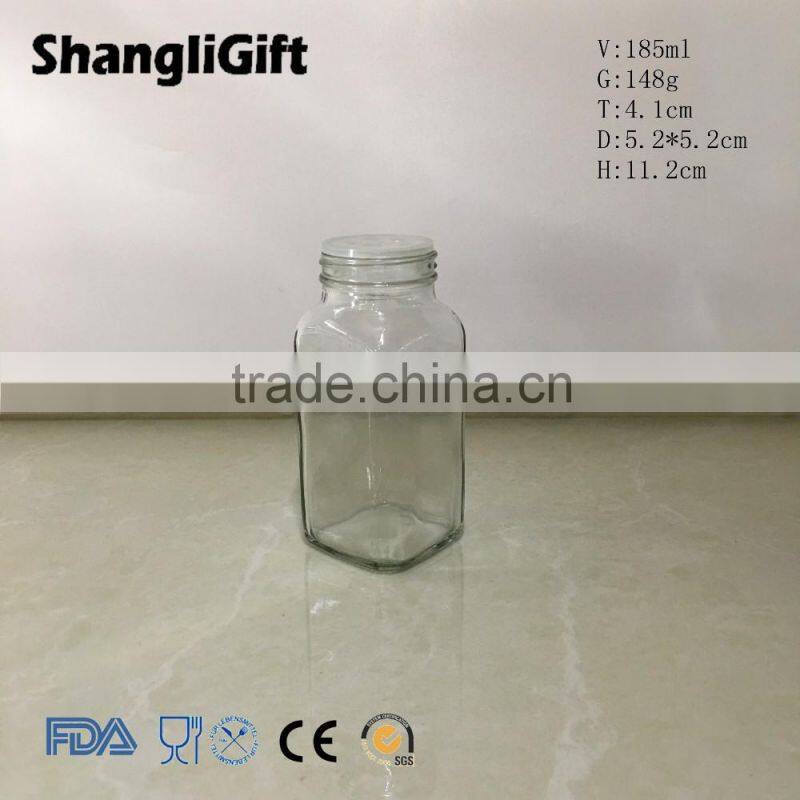 185ml clear glass spice jar pepper bottle with shaker