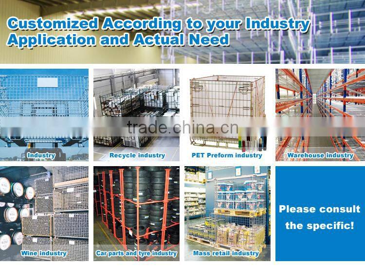 Foldable storage wire mesh metal cage pallets