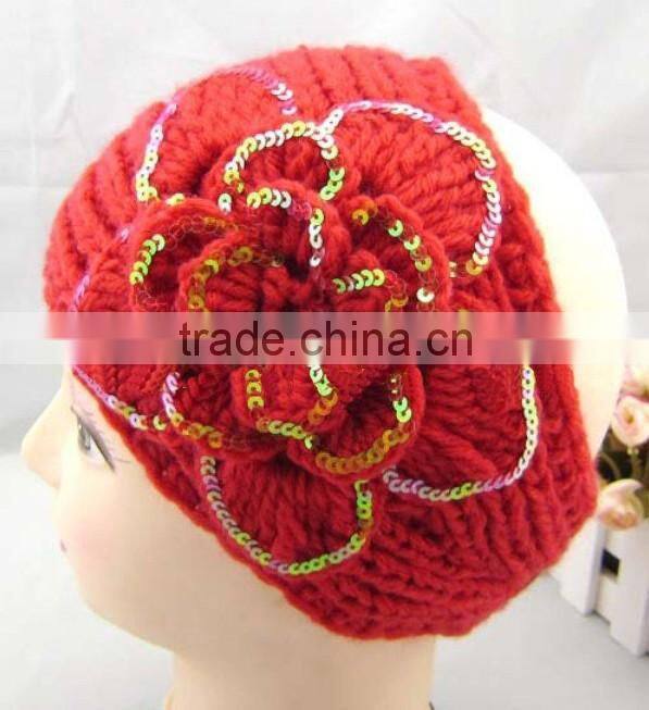 Sequin Flower Women Crochet Headband