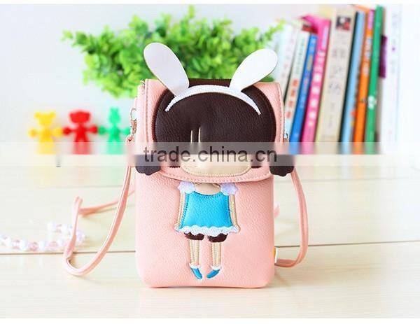 Wholesale cartoon small beauty girl mobile phone bag cell sling phone bag