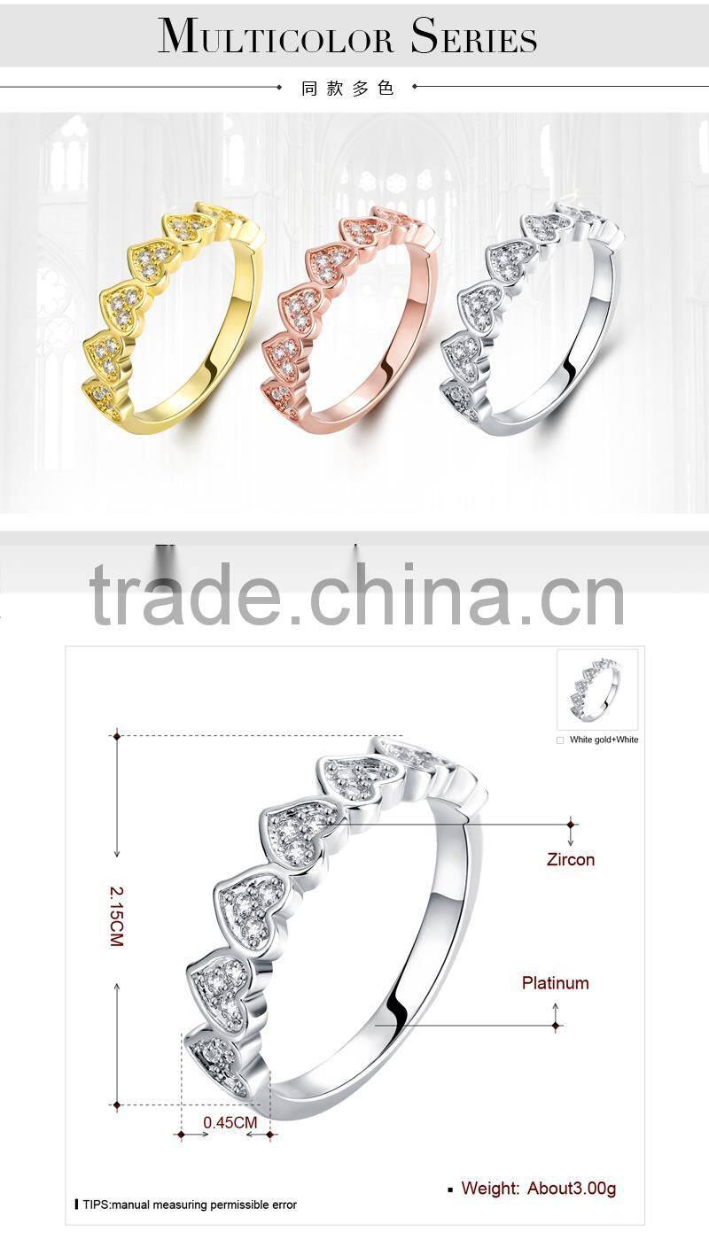 2015 new arrival gold plated fashion diamond heart shaped ring designs for girls