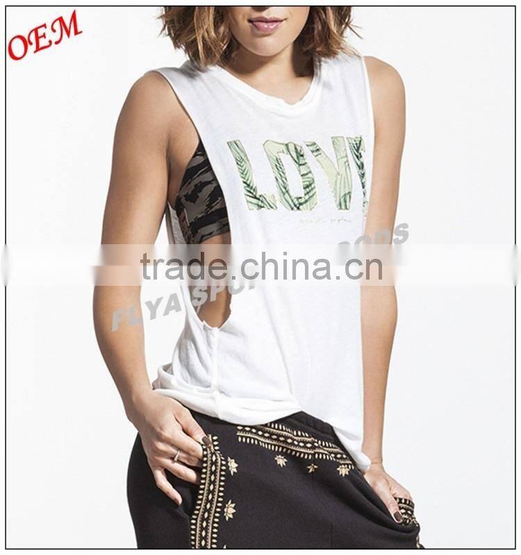 100% Cotton Custom Plain Round Neck Sleeveless Gym Wear Sexy Womens Fitness Tank Top