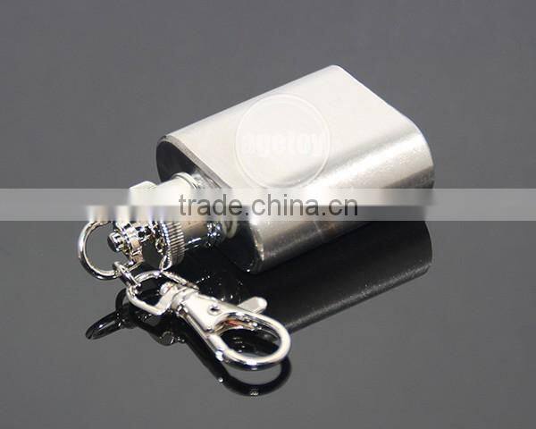 1oz Stainless Steel Portable Flagon Kettle Oilcan Keychain 28ML Metal Travel Wine Pot Mini Hip Flask