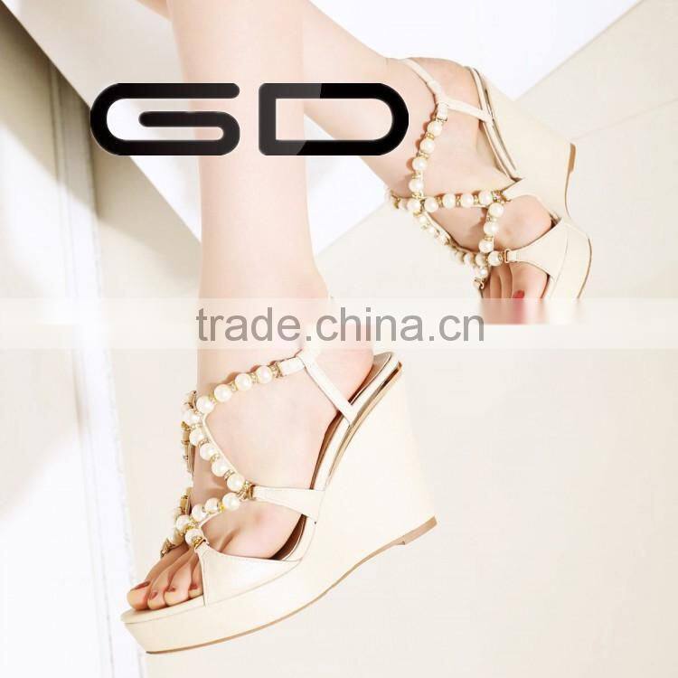 GDSHOE comfortable bridal slingback sandals shoes with beads
