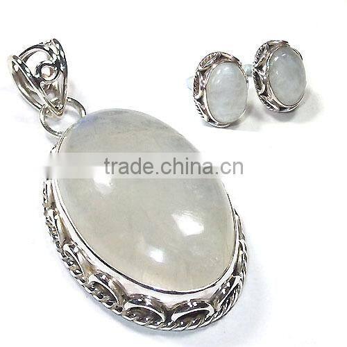 wholesale Natural stone jewelry set 925 silver jewelry Handmade pendant studs