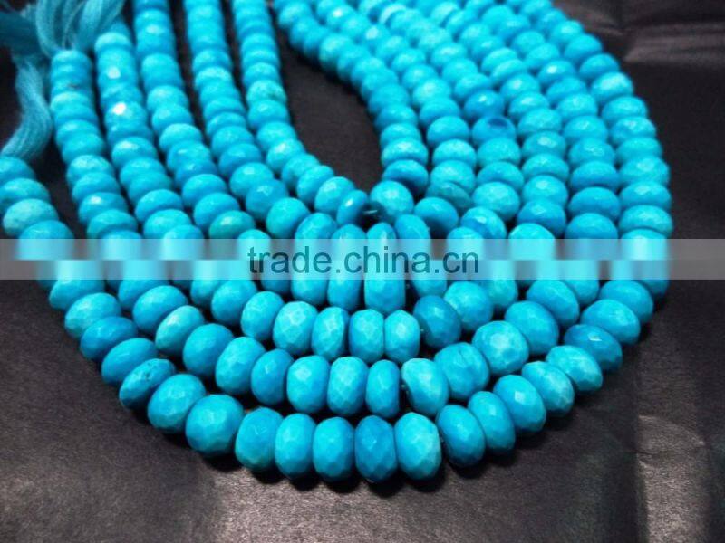 AAA QUALITY TURQUOISE FACETED RONDELLE LOOSE GEMSTONE BEADS