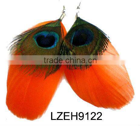 Vintage Dangle Peacock Feather Earrings LZMM18