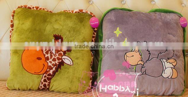 plush hold pillow&hug quilt/plush animal pillow/baby hold pillow & blanket