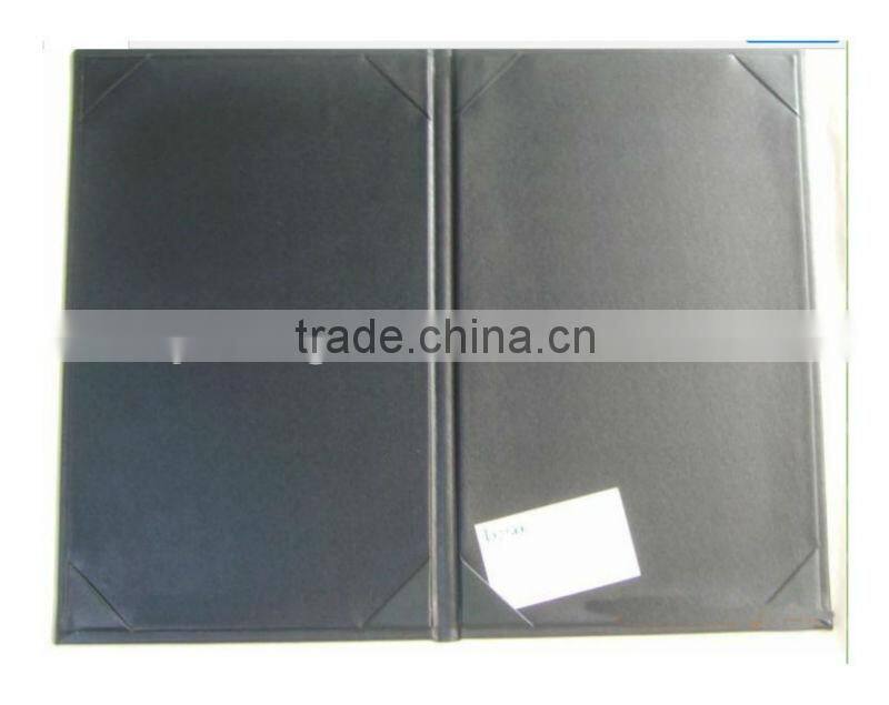 Leather Binding Restaurant Transparent Menu Cover with Metal Cornor