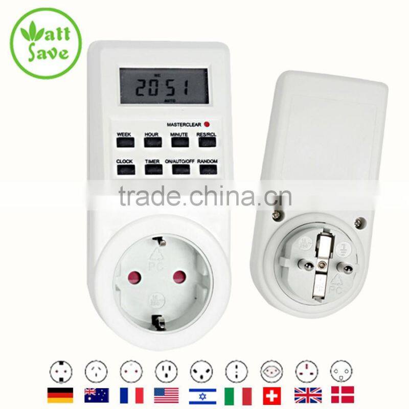 Digital LCD Programmable Switch TimerType with 8 Function Keys Europe Plug