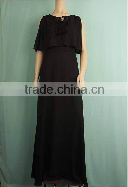 Evening party mature women designer ladies long black maxi dress sleeves WD150932790