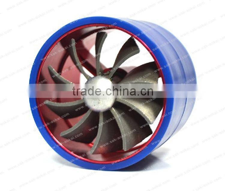 Blue Dual Side Turbonator Air Intake Fuel Gas Saver Intake Fan