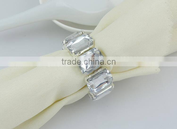 wholesale square shape crystal acrylic stones wedding napkin ring
