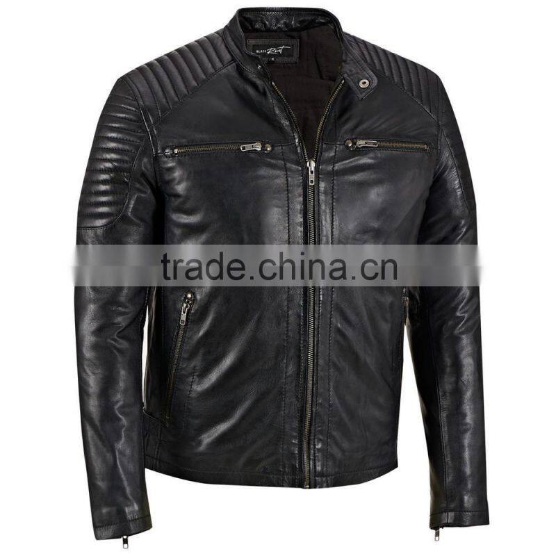 Men Studded Black Leather jacket with Belt