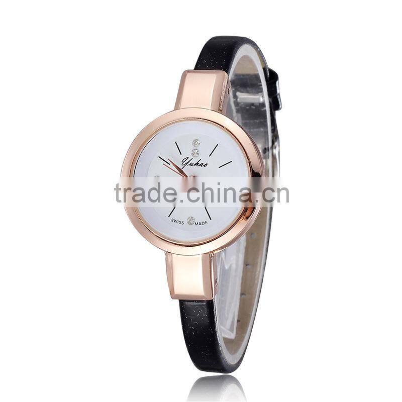 Alibaba China Top Selling Imported Japan Quartz Fashion Stainless Steel Vogue Good Quality PU leather Wrist Watch in Stock!
