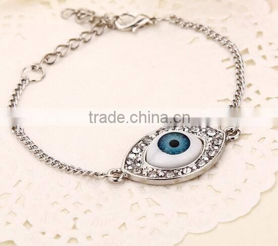 Hotsale Newest Style Silver Crystal evil eye bracelet