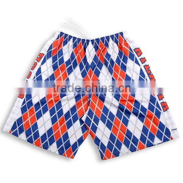 Wholesale sublimation 100 polyester dri fit argyle design lacrosse shorts