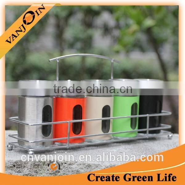 80ml Round Oil bottles & Spice Jar With Metal Coating and Iron stand