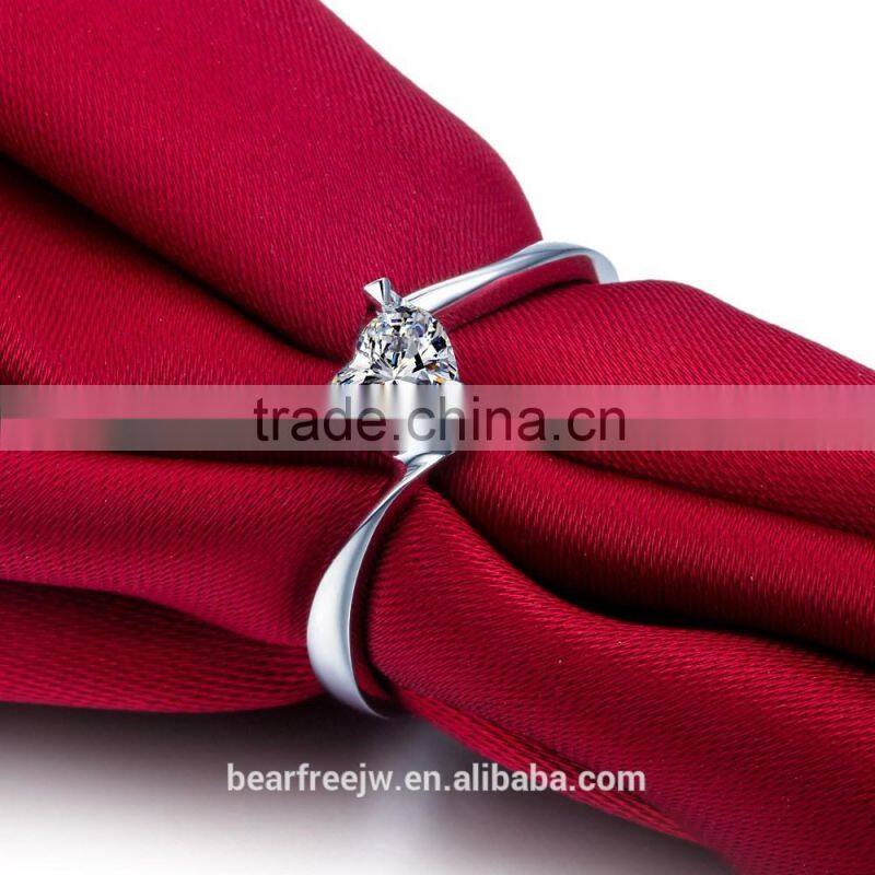 Engagement White Gold Plated CZ Promise love Wedding Rings 925 sterling silver