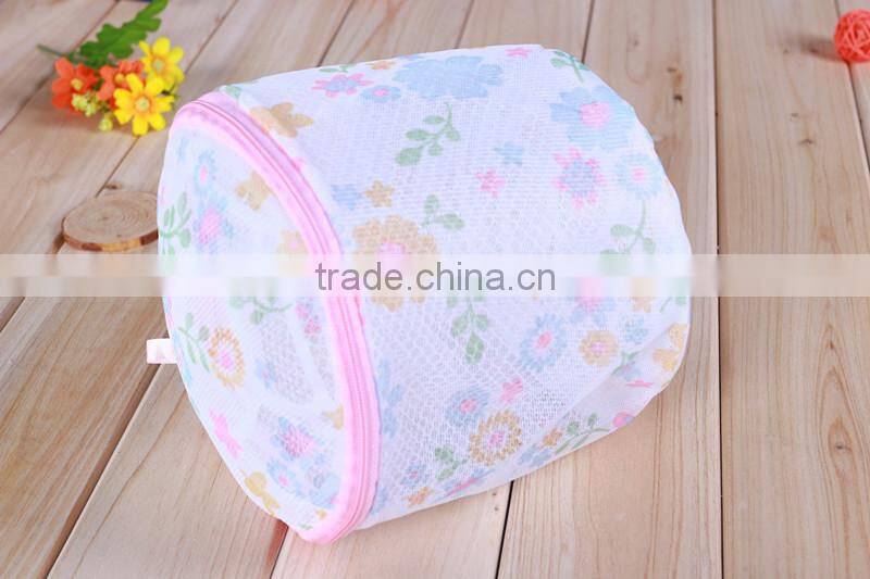 YIWU RODA 100% polyester mesh printed folding cylindrical laundry bag