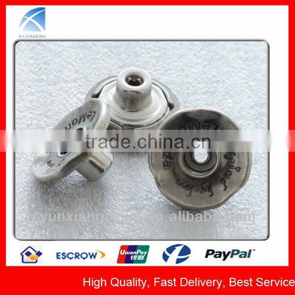 YX4513 Custom Made Embossed Metal Black Shank Buttons