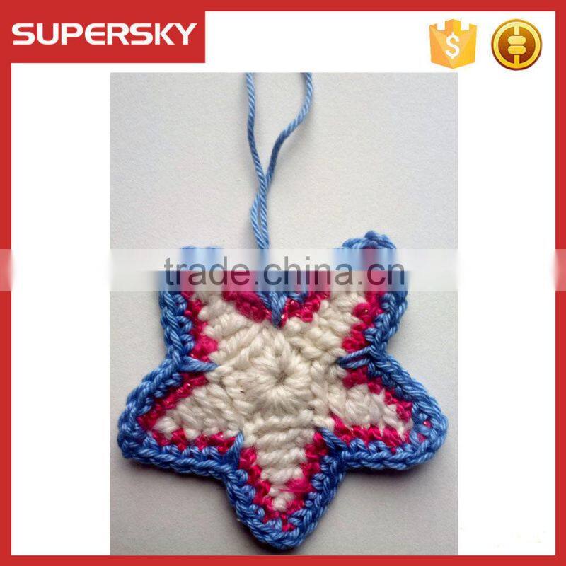 V-743 merry christmas decoration hand knit star hanging tree decoration knit christmas tree hanging ornament