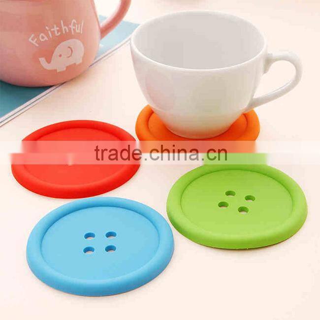 Novelty button shape silicone drink coasters
