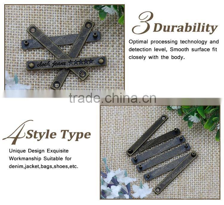 Decorative small metal logo plate for fashion metal plate for garment tags jeans
