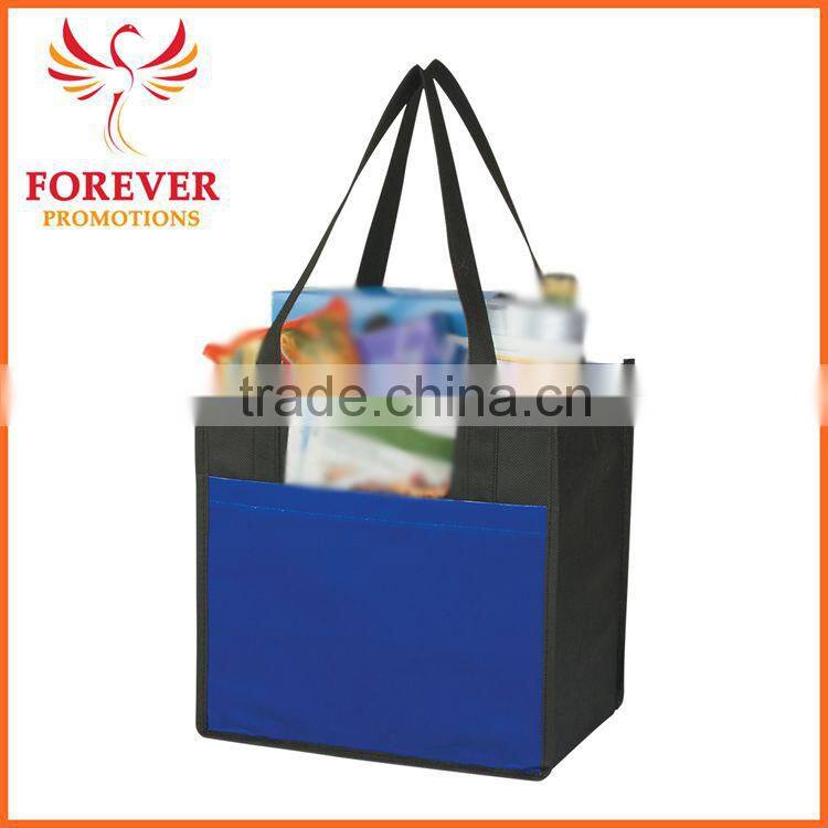 Promotional Cheap 12" Non-woven Toge Bag With Front Pocket With Handles