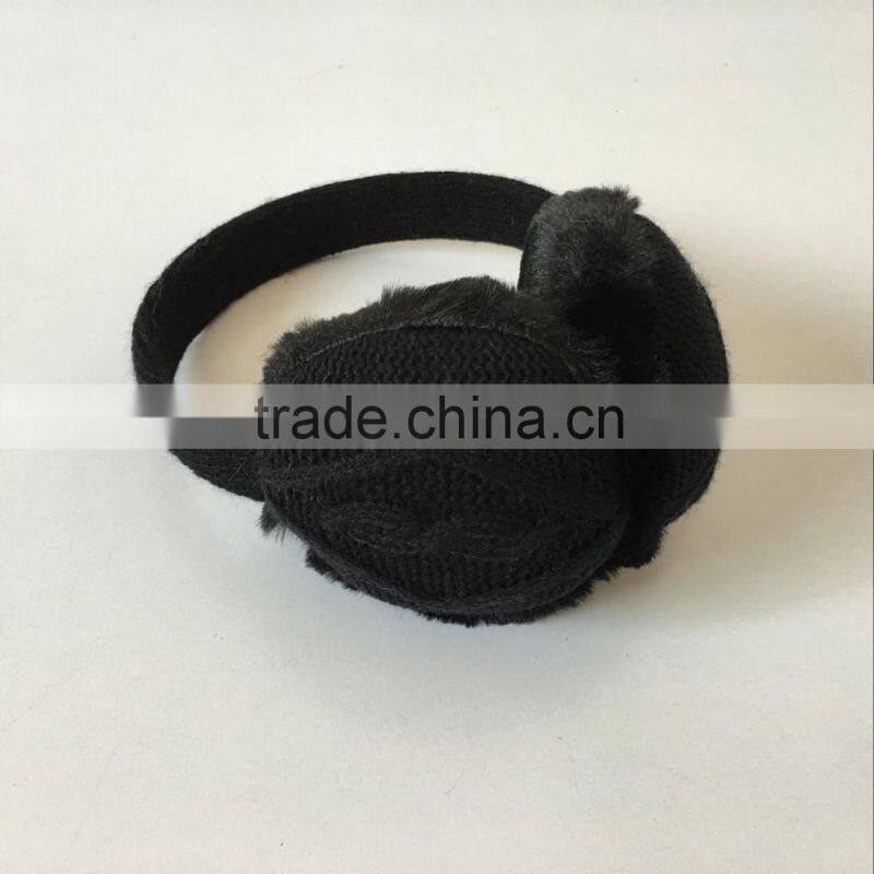 Adult unisex knitted earmuff fur with geometric pattern for male and female outdoor active wearing accessories