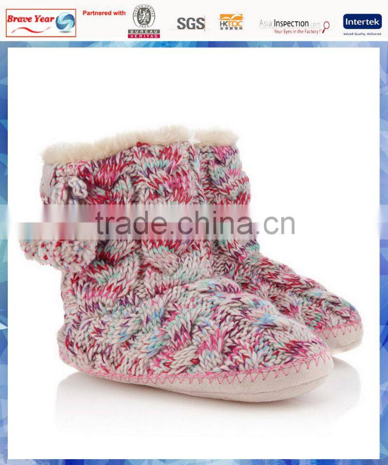 space dyed cable knit girls boots with cute pom pom