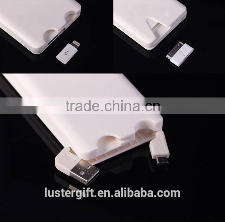 Hot selling 6000mAh for iPhone 6 6S External Rechargeable Battery Charger Built in Cable Power Bank