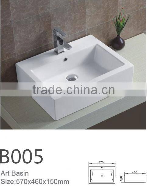 wc ceramic basin bathroom sanitary ware wash basin ceramic white square shape art basin single hole basinYB005