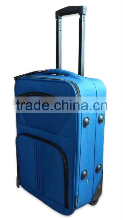 2014 china factory cheap good quality 600D polyester EVA upright wheeled 20'' cabin size carry on travel luggage with trolley