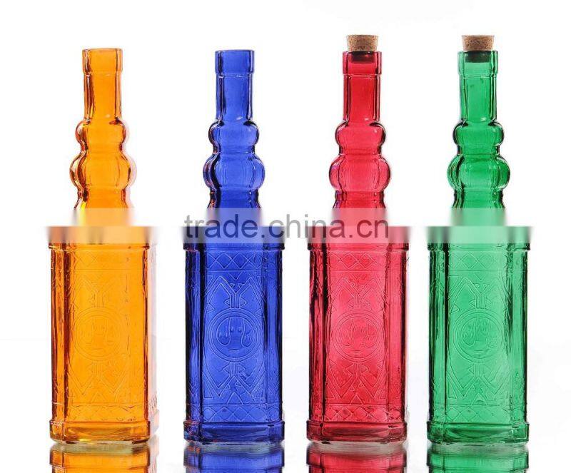 Retro Caving Colored Glass Vase