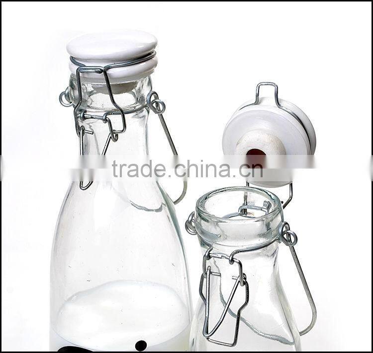 1L&500ml Glass Milk Bottle with Ceramic lids