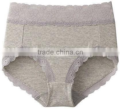 ladies high quality cotton high waist lace trim panties