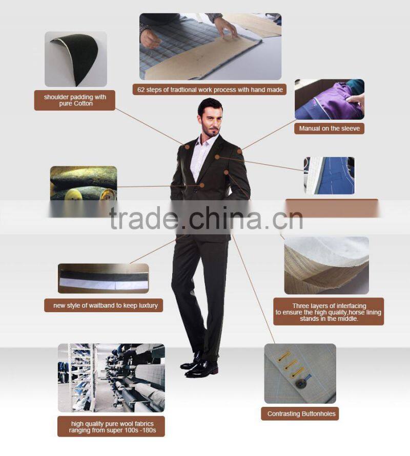 2016 100% wool custom coat pant wool jacket blazer men slim casual