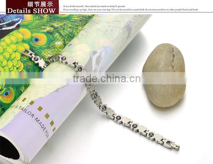 KSTONE 2015 316L Stainless Steel cz diamond magnetic heart shape bracelet for women