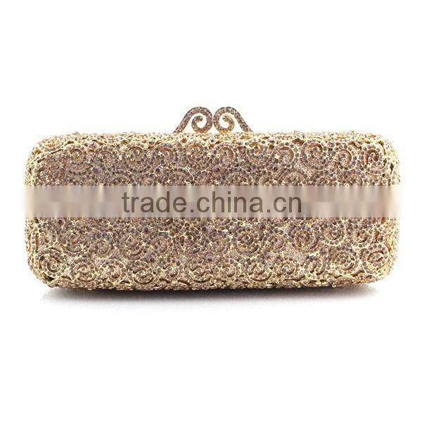 golden clutch bag pattern crystal lady's wedding party evening clutch bag (8740A-G)