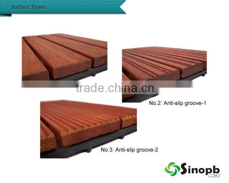 Hot Sale Merbau Wood Slat Tile with Plastic Square Base Bed
