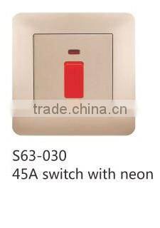 45A wall switch socket with neon good quality